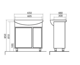 Тумба підлогова Аквародос Терра 65 см з раковиною Нова ДСП/МДФ білий АР000032724