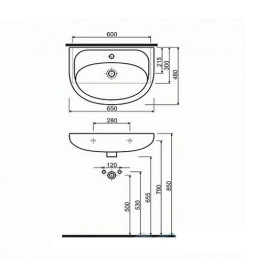 Тумба підлогова Аквародос Терра 65 см з раковиною Нова ДСП/МДФ білий АР000032724