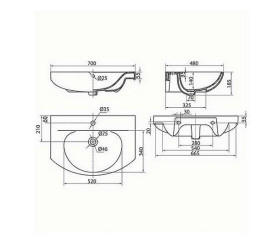 Тумба підлогова Аквародос Терра 70 см із раковиною Руна ДСП/МДФ білий АР000032725