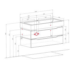 Тумба подвесная Аквародос Венеция 100 см с раковиной Пинто ДСП/МДФ белый АР000040231