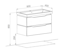 Тумба підвісна Аквародос Венеція 85 см із раковиною Порто ДСП/МДФ білий АР000040222