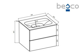 Тумба подвесная Besco Akya Classic с раковиной 76х52,5х51 см МДФ/ДСП графит матовый #KAC-76-GGB