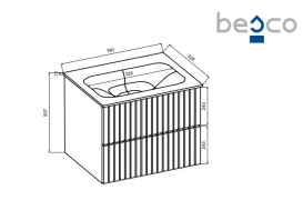 Тумба подвесная Besco Akya Linea с раковиной 76х52,5х51 см МДФ/ДСП графит матовый #KAL-76-GGB