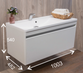 Тумба підвісна Буль-Буль Aspen 1003x482x540 мм білий матовий з раковиною Sacramento білий Aspen 1000m