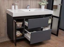 Тумба подвесная Буль-Буль Barbados 1189х485х617 мм с раковиной Nadja серый/черный профиль 10312013200