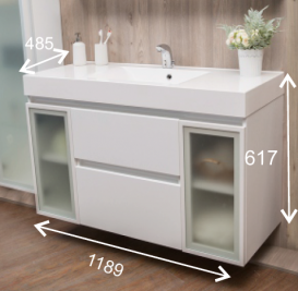 Тумба підвісна Буль-Буль Barbados 1189х485х617 мм білий з раковиною Nadja білий 10312012200