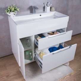 Тумба підвісна Буль-Буль Bermuda 895х454х795 мм з раковиною Ashley 900C штучний камінь білий Bermuda 2 (Bermuda 2 +2809101)