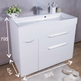 Тумба підвісна Буль-Буль Bermuda 895х454х795 мм з раковиною Ashley 900C штучний камінь білий Bermuda 2 (Bermuda 2 +2809101)