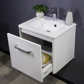 Тумба підвісна Буль-Буль Fiji 492x395x420 мм з раковиною Annabelle 500 мм штучний камінь білий 10805012200