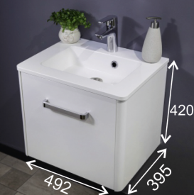 Тумба підвісна Буль-Буль Fiji 492x395x420 мм з раковиною Annabelle 500 мм штучний камінь білий 10805012200