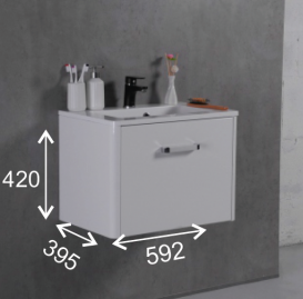 Тумба подвесная Буль-Буль Fiji 592x395x420 мм с раковиной Annabelle 600 мм искусственный камень белый 10806012200