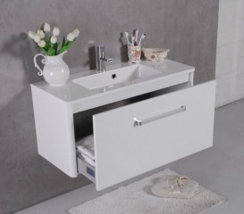 Тумба підвісна Буль-Буль Fiji 892x395x420 мм з раковиною Annabelle 900 мм штучний камінь білий 10809012200