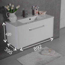 Тумба підвісна Буль-Буль Fiji 892x395x420 мм з раковиною Annabelle 900 мм штучний камінь білий 10809012200