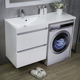 Тумба подвесная Буль-Буль Jamaica 1250x460x925 мм левая с раковиной Amelia 1250 мм искусственный камень белый 11012512210