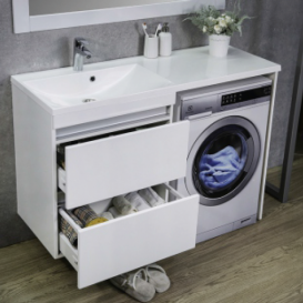 Тумба подвесная Буль-Буль Jamaica 1250x460x925 мм левая с раковиной Amelia 1250 мм искусственный камень белый 11012512210