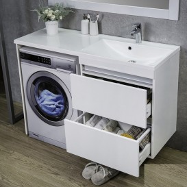 Тумба подвесная Буль-Буль Jamaica 1250x460x925 мм левая с раковиной Amelia 1250 мм искусственный камень белый 11012512210