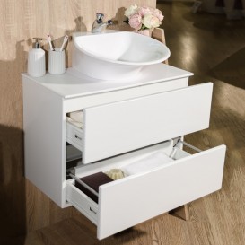 Тумба подвесная Буль-Буль Rodos 690х342х700 мм с раковиной Nila белый со столешницей Rodos (Rodos + 7305101)