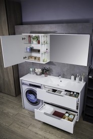 Тумба подвесная Буль-Буль Vivara 1495х495х877 мм левая с раковиной Lauretta 1500 мм искусственный камень белый 12015012210