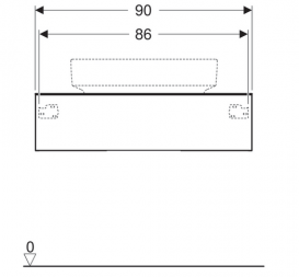 Тумба підвісна для накладної раковини Geberit VariForm 90 см з одним висувним ящиком лава матовий 501.166.00.1
