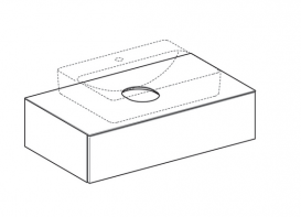 Тумба підвісна для накладної раковини Geberit VariForm 90 см з одним висувним ящиком темний горіх 501.168.00.1