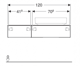 Тумба подвесная для накладной раковины Geberit VariForm 120 см с двумя выдвижными ящиками темный орех 501.174.00.1
