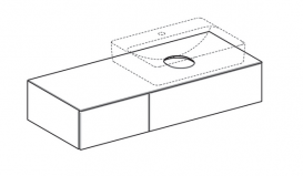 Тумба подвесная для накладной раковины Geberit VariForm 120 см с двумя выдвижными ящиками темный орех 501.174.00.1