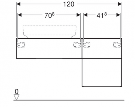 Тумба підвісна для накладної раковини Geberit VariForm 120 см з трьома висувними ящиками темний горіх 501.186.00.1