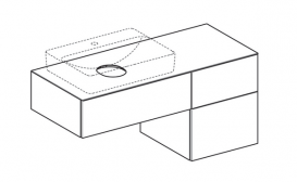 Тумба подвесная для накладной раковины Geberit VariForm 135 см с тремя выдвижными ящиками белый глянцевый/белый матовый 501.189.00.1