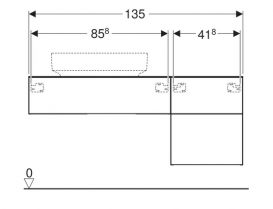 Тумба подвесная для накладной раковины Geberit VariForm 135 см с тремя выдвижными ящиками лава матовый 501.190.00.1