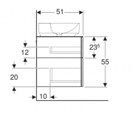 Тумба подвесная для накладной раковины Geberit VariForm 135 см с тремя выдвижными ящиками лава матовый 501.190.00.1