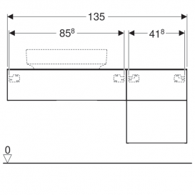 Тумба подвесная для накладной раковины Geberit VariForm 135 см с тремя выдвижными ящиками темный орех 501.192.00.1