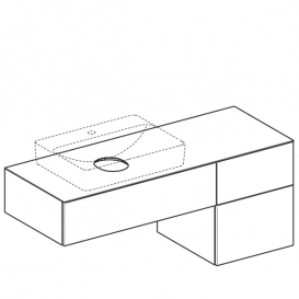 Тумба подвесная для накладной раковины Geberit VariForm 135 см с тремя выдвижными ящиками темный орех 501.192.00.1