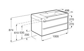 Тумба подвесная ДСП/ДВП 100х49.8 белый глянец с раковиной для ванной Roca Inspira FINECERAMIC белый A851077806