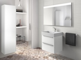 Тумба підвісна ДСП / ДВП 60х49.8 білий глянець з раковиною для ванної Roca Inspira FINECERAMIC білий A851075806