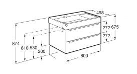 Тумба подвесная ДСП/ДВП 80х49.8 дуб/темное зеркальное стекло с раковиной для ванной Roca Inspira FINECERAMIC белый A851076403