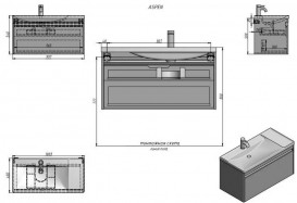 Тумба подвесная Fancy Marble Aspen 100,3х48,2 см с раковиной Sacramento МДФ белый глянцевый 10210012200