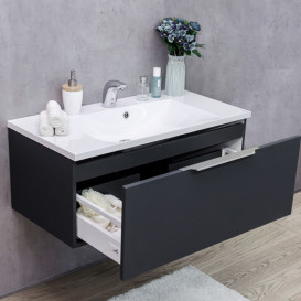 Тумба підвісна Fancy Marble Bermuda-1 90x46 см з раковиною Amelia 900C МДФ сірий Bermuda-1С