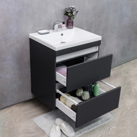 Тумба підвісна Fancy Marble Borneo 59,5x47,6 см із раковиною Lucia 600 МДФ сірий Borneo 600С