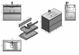 Тумба підвісна Fancy Marble Borneo 79,5x45,9 см із раковиною Lucia 800 МДФ сірий Borneo 800С