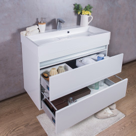 Тумба подвесная Fancy Marble Borneo 90x45,9 см с раковиной Ashley 900 МДФ белый Borneo 900 Б Ash