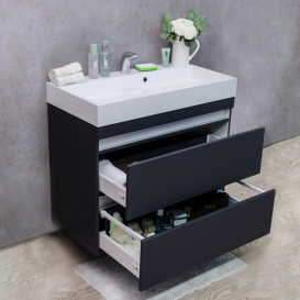 Тумба підвісна Fancy Marble Borneo 90x45,9 см із раковиною Ashley 900 МДФ сірий Borneo 900 C Ash