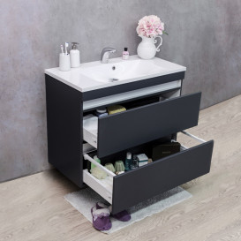 Тумба подвесная Fancy Marble Borneo 90x45,9 см с раковиной Amelia 900 МДФ серый Borneo 900С