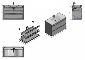 Тумба подвесная Fancy Marble Borneo 99,5x47,5 см с раковиной Lucia 1000 МДФ серый Borneo1000С