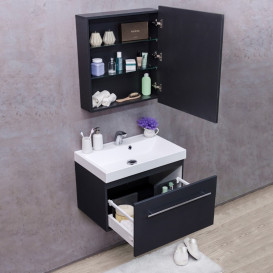 Тумба підвісна Fancy Marble Corsica 69,5х44,5 см із раковиною Signe 700C МДФ сірий ШН-700С