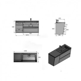Тумба підвісна Fancy Marble Cyprus 124,5х47 см із раковиною Peggy 1250 МДФ сірий Cyprus 125С