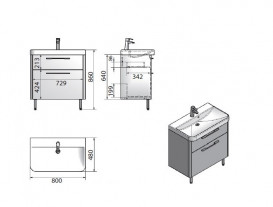Тумба підвісна Fancy Marble Devon 79,1х48,7 см із раковиною Carla 800C МДФ сірий ШН-Carla С