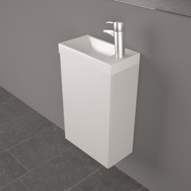 Тумба підвісна Fancy Marble Java 39,4x21,6 см петлі праворуч із раковиною Ida 400 МДФ білий 12404012200