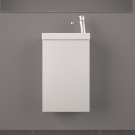 Тумба підвісна Fancy Marble Java 39,4x21,6 см петлі праворуч із раковиною Ida 400 МДФ білий 12404012200