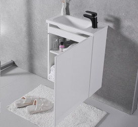 Тумба підвісна Fancy Marble Java 50x24,5 см петлі праворуч з раковиною Linnea 500 МДФ білий 12505012200