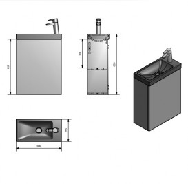 Тумба підвісна Fancy Marble Java 50x24,5 см з раковиною Linnea 500 шпон дуба ШН-500 ш